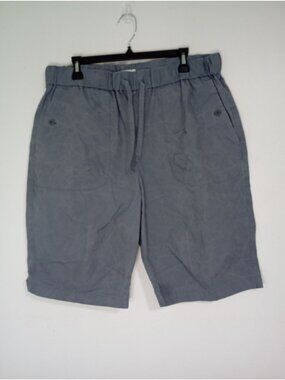 COS Mens Gray Elastic Waist Cotton Shorts With Drawstring & Button Pockets